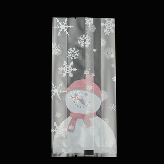 NECKLACES 50PCS|Bolsa de regalo de galletas de Navidad Papá Noel Bolsa de dulces navideños Embalaje de bolsas de plástico Festival Partido Monigote de nieve Transparente Regalo Celofán (6)