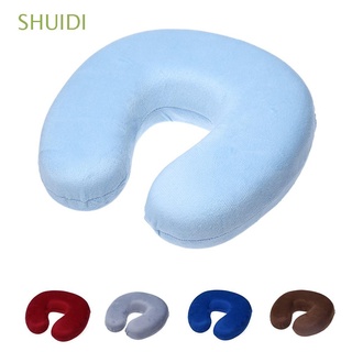 SHUIDI Inflables Cojin Facil de llevar Cuello Aire almohada en forma de U Conveniente Universal Suave Regalo Viajes Suede Cabeza/Multicolor