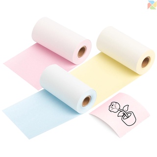 Sh 3 rollos de papel térmico negro sobre amarillo/rosa/azul 53mm*6.5m Compatible con impresoras térmicas Phomemo M02/M02S