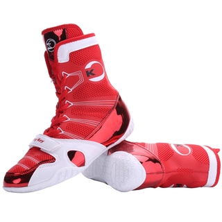 Hombres deportes zapatos de lucha libre antideslizante botas de alta parte superior profesional de lucha zapatos de boxeo botas de entrenamiento (4)