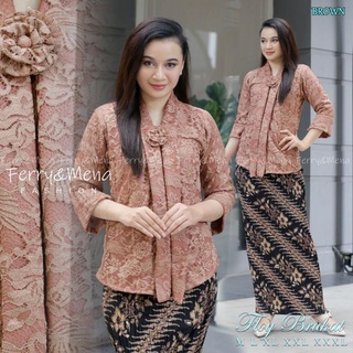 WARDAH Hermosa Kebaya | Jumbo nuevo FLOY Brokate KEBAYA conjunto/moderno amigable BUSUI Javanese blusa/ropa de mujer LD 110 120 130/MOCCA MAROON plata negro azul marino verde
