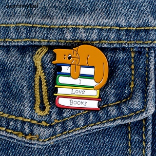 Summytei Enamel Cartoon Cat Book Brooch Pins Decoration Bag Clothes Corsage Badge Jewelry MX
