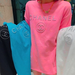 100% Cotton Pink T-Shirts Chanel Long Short Sleeve Women Letter Reflective T-shirt Fashion Loose Half Sleeve Fashion Tops