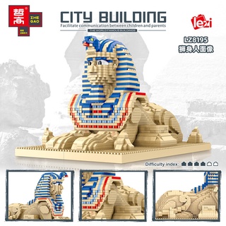 Lezi Mini bloques construcción ladrillos historia educativa pequeño Lego esfinge pirámide egipto arquitectura juguetes niños diversión regalo de navidad 8194 (5)