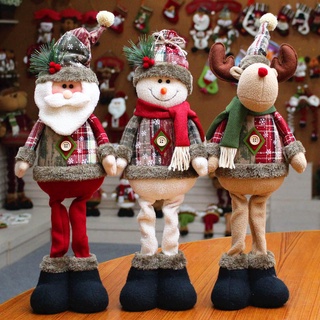 Año nuevo navidad muñecas grandes Santa muñecos de nieve Elk ciervo decoración de la ventana del hogar (1)