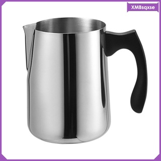 [qxse] jarra espumosa de acero inoxidable de acero inoxidable, leche café cappuccino latte art espumoso jarra de leche barista taza