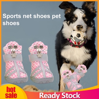 Sqyg-4Pcs Zapatos Para Mascotas De Moda Antideslizante Transpirable Botas De Malla Para Perros Suministros