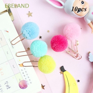 ebeland 10 unids/set color aleatorio nuevo clips de papel metal hairball marcador de felpa bola pin oro rosa papelería sellado abrazadera (1)