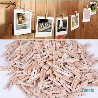 [Yanxie] 50x25MM Mini Natural de madera de tela de papel fotográfico Peg ropa pinzas manualidades artes (4)