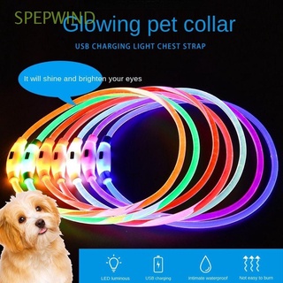 SPEPWIND Útil Collar de perro LED Impermeable USB recargable Collar luminoso para mascotas Seguridad nocturna Brillante Ajustable Teddy Puppy Intermitente/Multicolor