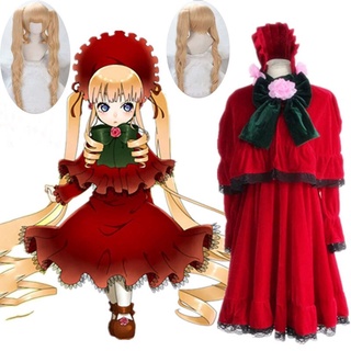 Anime Rose Maiden Cosplay-Rose Maiden Cosplay Shinku Lolita disfraz de mujer para fiesta peluca Cosplay para niñas Halloween