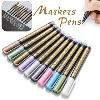 10 colores impermeables marcadores de pintura plumas de Color metálico pluma Doodle arte dibujo marcadores de contorno conjunto de bolígrafos