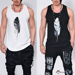 Mt moda hombres sin mangas Tank Top T-shirt Casual Fitness Singlets chaleco pluma impresión algodón Summe (1)
