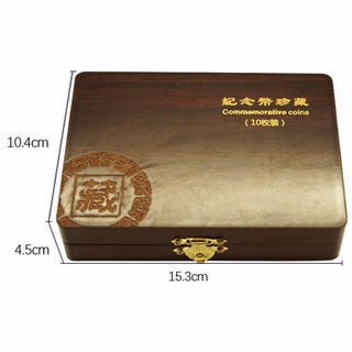 Caja de madera de 10 monedas, caja de almacenamiento, colección, cápsula ajustable ☆Yxbestmall