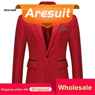[Aresuit] Soft Men Blazer Long Sleeve Decorative Pocket Suit Coat Classic Workwear