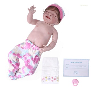 Haha ojos cerrados rosa traje niña muñeca realista bebé niña muñeca lavable muñeca juguete realista chica sonriente Reborn muñeca interactiva