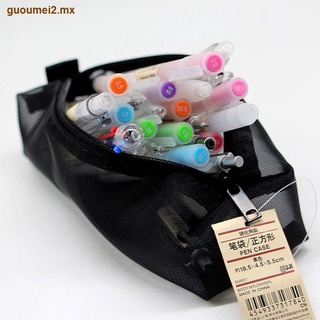 Bolsa de cosméticos transparente de papelería con capacidad MUJI bolsa de cosméticos japonesa de gran capacidad bolsa de almacenamiento simple MUJI (4)