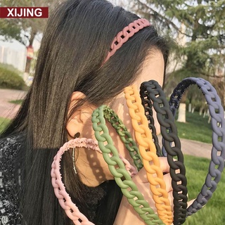 8 colores s nuevo Color caramelo plástico serrado Hairband cadena Simple esmerilado diadema mujer accesorios para el cabello
