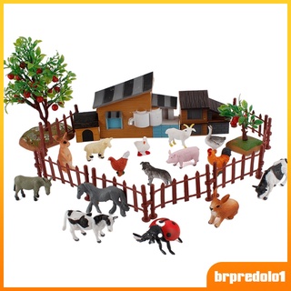 [predolo1] 21 piezas de animales de granja realistas pequeñas figuras de animales de granja juguete para niños de fiesta