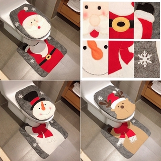 1 juego De funda De asiento y alfombra navideña De santa claus Para decoración del hogar/baño