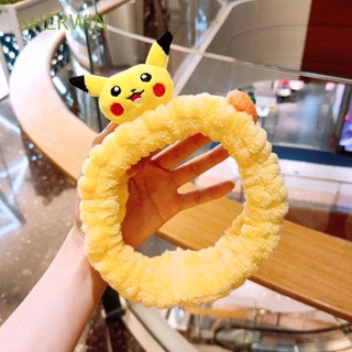 SHERWIN Lindo Diadema de Pikachu Suave Diadema para lavarse la cara Diadema de felpa Mujeres Herramienta de maquillaje Niños Franela coreano Relleno Sombreros