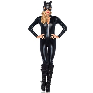 Halloween día de los muertos mujeres Batman cuero gato niña disfraz de motocicleta Cosplay etapa rendimiento cuero Sexy ropa traje conjunto