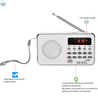 [audio] L-938 Mini FM Radio Digital Portable 3W Stereo Speaker MP3 Audio Player High Fidelity Sound Quality w/ 1.5 Inch Display Screen Support USB Drive TF SD MMC Card AUX-IN Earphone-out
