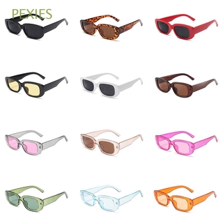 PEXIES Simple Color caramelo gafas Retro cuadrados tonos pequeños rectángulo gafas de sol PC Punk resina moda personalidad europa y américa lente transparente/Multicolor