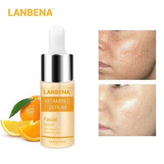 Venta caliente LANBENA vitamina C blanqueamiento suero ácido hialurónico Anti envejecimiento eliminación de pecas hidratante cuidado de la piel