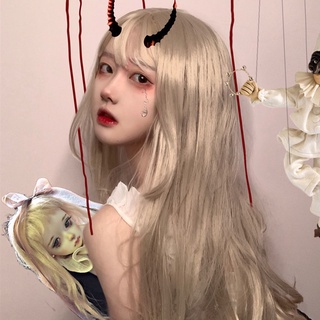 japonés suave hermana peluca mujer largo pelo recto medidor blanco recorte esponjoso realista falso