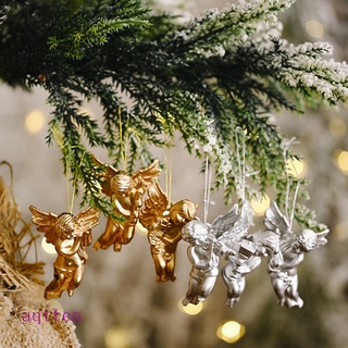 aqtten 6 piezas colgante de ángel de oro plateado decoraciones de navidad para el hogar árbol de navidad adornos colgantes decoración de navidad año nuevo