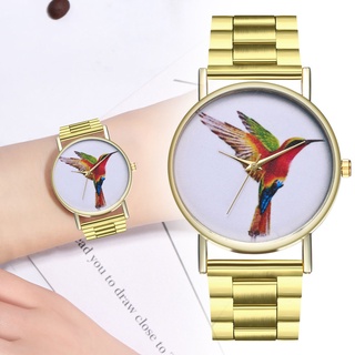 Reloj de cuarzo a la moda para mujer/reloj colibrí clásico con correa de acero