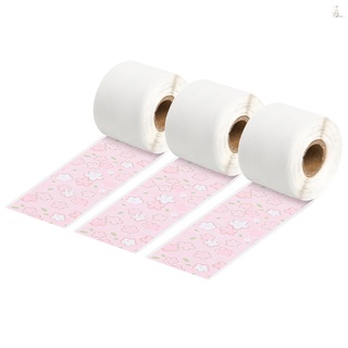 OF Aibecy 3 rollos de papel térmico autoadhesivo negro sobre rosa Sakura 15mm*3.5m Compatible con impresoras térmicas Phomemo M02S