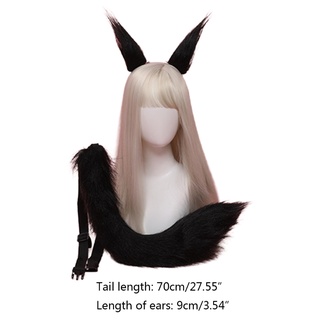 bnlosa cosplay peludo oreja horquilla cola conjunto de pelo largo kawaii accesorios de pelo disfraz de halloween (2)
