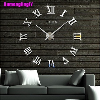 [rjy] diy 3d reloj de pared números romanos de gran tamaño espejos superficie de lujo gran arte reloj