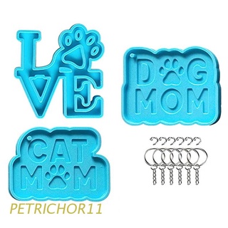 PETR Love Dog Mom Cat Mom Silicone Mold with Hole Keyring Pendant Handmade Mold