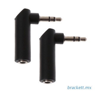 brack 2pcs gold jack 3.5mm 3 polos 90 grados hembra a 3,5 mm macho audio estéreo enchufe jack auriculares adaptador
