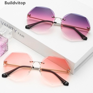 [Buildvitop] lentes de sol degradados sin montura para mujer sombras de corte lentes de Metal marcos Sun glasse.