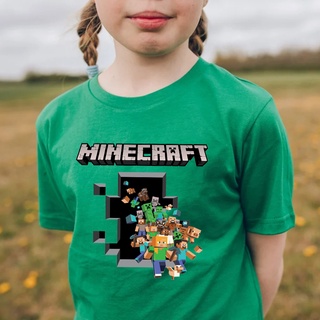 Minecraft Niños Niño De Dibujos Animados T-shirt Impreso Manga Corta Camisetas Ropa Casual