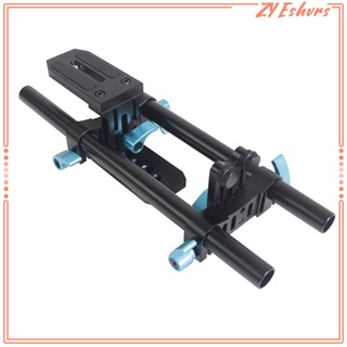 Metal Film Movie Making System 15mm Rod Rig Baseplate with 1/4 inch Quick Shoe Plate for Follow Focus Matte Box DSLR