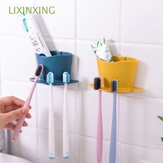Lixinxing plástico pasta de dientes estante de almacenamiento de Punch libre de accesorios de baño cepillo de dientes titular dispensador montado en la pared afeitadora estante multifunción cepillo de dientes organizador