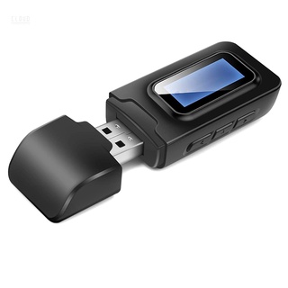 USB Bluetooth 5.0 Transmisor De Audio Receptor Con Pantalla LCD 2 En 1 Adaptador Para PC TV Altavoz Con Cable Auriculares Coche