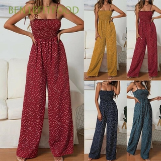 BEN1EFITFOOD Holiday Playsuit Ladies Beach Pants Jumpsuit Women Strappy Summer Wide Leg Sleeveless Casual Romper/Multicolor