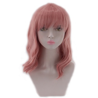peluca sintética/ondulada para mujer/cabello natural/rosa para fiestas