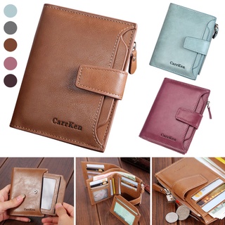 Men Short Wallet PU Leather Card Holder Zipper Coin Pocket Small Vintage Casual Purse