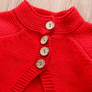 BღBღElegant Kid's Sweater Coat, Long Sleeve Buttoned Round Neck Cape Shape (6)