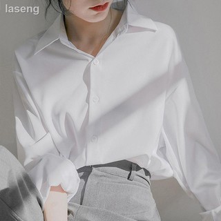 > primavera y verano de las mujeres de gasa camisa de estilo coreano reka forma de manga larga fuera de la camisa Casual de Color sólido <