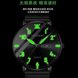 Reloj de cuarzo mecánico automático suizo calendario luminoso impermeable tecnología negra ultrafina tendencia adolescen