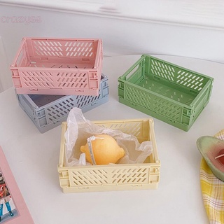 1 pza Mini caja de almacenamiento de plástico plegable para escritorio/cesta de almacenamiento colorida (3)