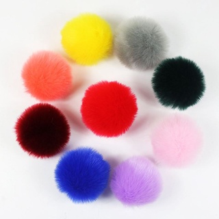 Charms love 2 unids/Set 14 colores 8 cm DIY esponjoso pompón bola con bucle elástico arco iris Color sólido para tejer sombrero zapatos bufandas bolsa bolso encantos adorno (5)